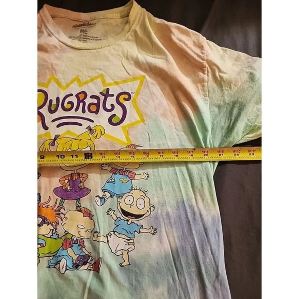 Vintage Nickelodeon Medium Large Rugrats White Tie Dye Tee Shirt T-Shirt Top‎